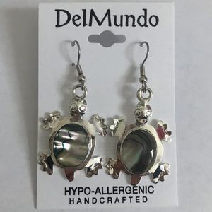 NWT DelMundo Handcrafted Turtle Earrings